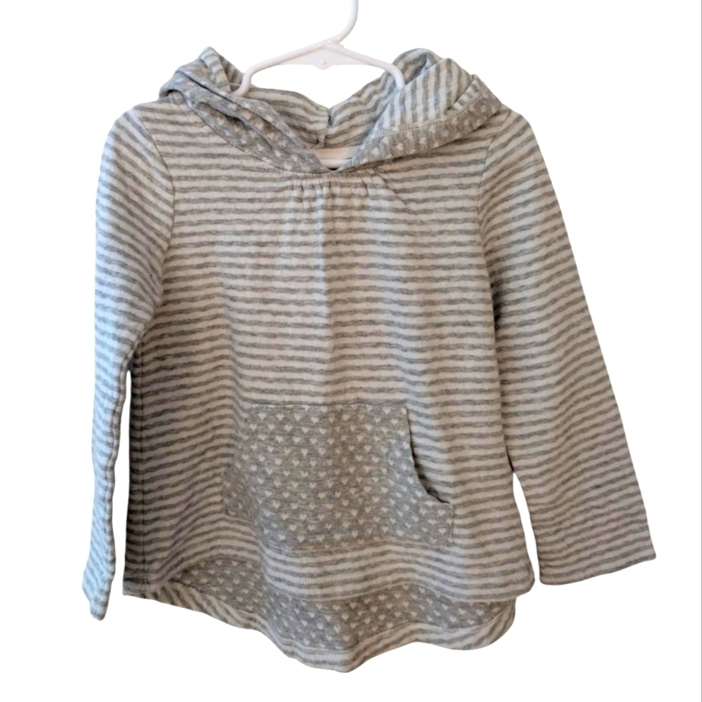Cat & Jack Girls Cotton Gray Striped Hoodie with Dotted Accents Size 5T